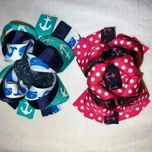 Nautical and Polka Dot Hair Bows